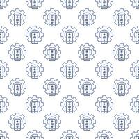 Cog Wheel and AI Smartphone vector Artificial Intelligence in Phone Settings outline Seamless Pattern