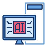 AI Desktop Computer vector Artificial Intelligence colored icon or design element