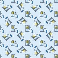 Phone with AI and Hand vector Artificial Intelligence colored Seamless Pattern
