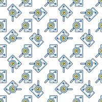 Smart Phone with AI and Magnifier vector Artificial Intelligence Searching colored Seamless Pattern
