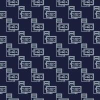 Artificial Intelligence Desktop Computer vector AI blue seamless pattern in thin line style