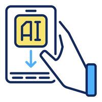 Phone with AI and Hand vector Artificial Intelligence colored icon or design element