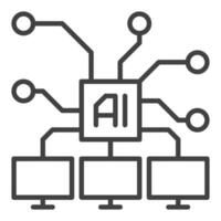 ordenadores conectado con ai vector artificial inteligencia lineal icono o símbolo