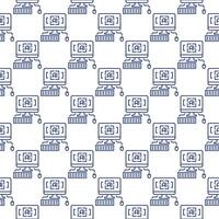 Artificial Intelligence Personal Computer with keyboard and mouse vector seamless pattern in outline style