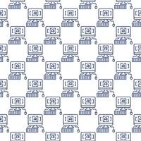 Artificial Intelligence Personal Computer with keyboard and mouse vector seamless pattern in outline style