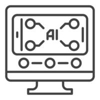 AI in Smartphone on PC Display vector Artificial Intelligence linear icon or symbol