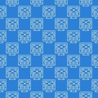 AI in Smartphone on PC Display vector Artificial Intelligence blue linear Seamless Pattern