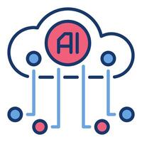 AI Cloud Technology vector Artificial Intelligence colored icon or symbol