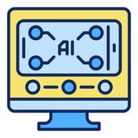 Computer Display with AI Smartphone vector Artificial Intelligence colored icon or logo element