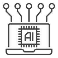 Laptop and Artificial Intelligence AI vector icon or symbol in outline style
