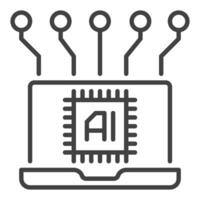 Laptop and Artificial Intelligence AI vector icon or symbol in outline style