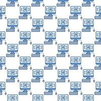 Artificial Intelligence PC with keyboard and mouse vector colored seamless pattern