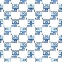 Artificial Intelligence PC with keyboard and mouse vector colored seamless pattern