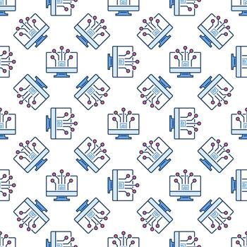 ai tecnología en computadora pantalla vector artificial inteligencia de colores sin costura modelo