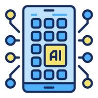 Smartphone Screen with AI APPS vector Artificial Intelligence colored icon or logo element