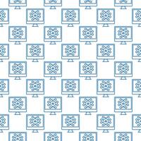 Computer with AI Artificial Intelligence vector outline seamless pattern