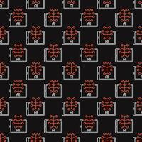 AI Brain on Tablet Screen vector Artificial Intelligence thin line dark Seamless Pattern