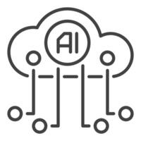 Artificial Intelligence Cloud Technology vector AI icon or sign in thin line style