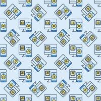 AI in PC and Smart-phone vector Artificial Intelligence Phone colored Seamless Pattern
