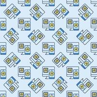 AI in PC and Smart-phone vector Artificial Intelligence Phone colored Seamless Pattern