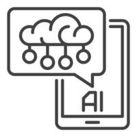 AI Smartphone with Speech Bubble vector Artificial Intelligence linear icon or symbol