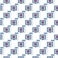 AI Desktop Computer vector Artificial Intelligence colored seamless pattern