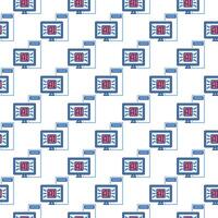 AI Desktop Computer vector Artificial Intelligence colored seamless pattern