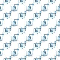 AI Computer Display vector AI Technology thin line seamless pattern