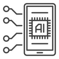 AI Smartphone Device vector Artificial Intelligence outline icon or symbol