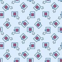 Ai Computer and Mouse Cursor vector Artificial Intelligence colored seamless pattern