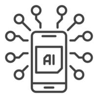 Artificial Intelligence Smart Phone vector AI Phone icon or symbol in outline style