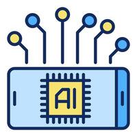 Artificial Intelligence Smartphone with AI Technology vector colored icon or design element