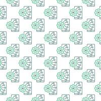 AI Smartphone with Cog Wheel vector Artificial Intelligence Settings outline Seamless Pattern