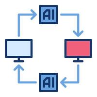 ai ordenadores conectado con flechas vector artificial inteligencia de colores icono o diseño elemento