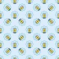 Gear with AI Smart-phone vector Artificial Intelligence in Phone Settings colored Seamless Pattern