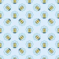 Gear with AI Smart-phone vector Artificial Intelligence in Phone Settings colored Seamless Pattern