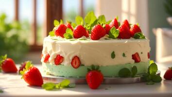 AI generated Holiday, cake, strawberry photo