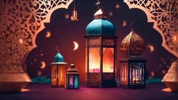 AI generated Ramadan festive lantern photo