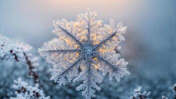 AI generated Beautiful, snowflake, close-up, photo