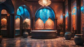 AI generated Beautiful bathroom in traditional Turkish style photo