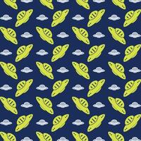 Ufo icon repeating green trendy pattern colorful vector illustration background