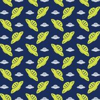 Ufo icon repeating green trendy pattern colorful vector illustration background