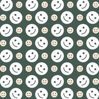 Happy Emoticon Vector Illustration repeating trendy cute pattern colorful green background