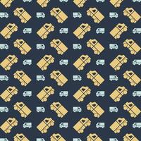 Van icon repeating yellow trendy pattern colorful vector illustration background