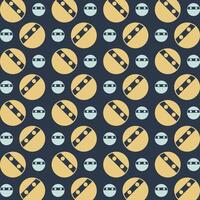 Ninja Emoji repeating yellow trendy pattern colorful vector illustration background