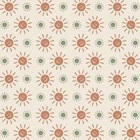 Sun smiling icon repeating trendy pattern beautiful vector gift wrapping background