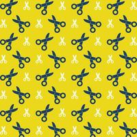 Scissors icon repeating trendy pattern colorful vector illustration yellow background