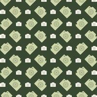 Camera icon repeating trendy pattern beautiful green vector illustration background