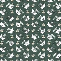 Noodles Icon Vector Illustration repeating trendy cute pattern colorful green background