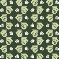 Real Estate icon repeating trendy pattern beautiful green vector illustration background